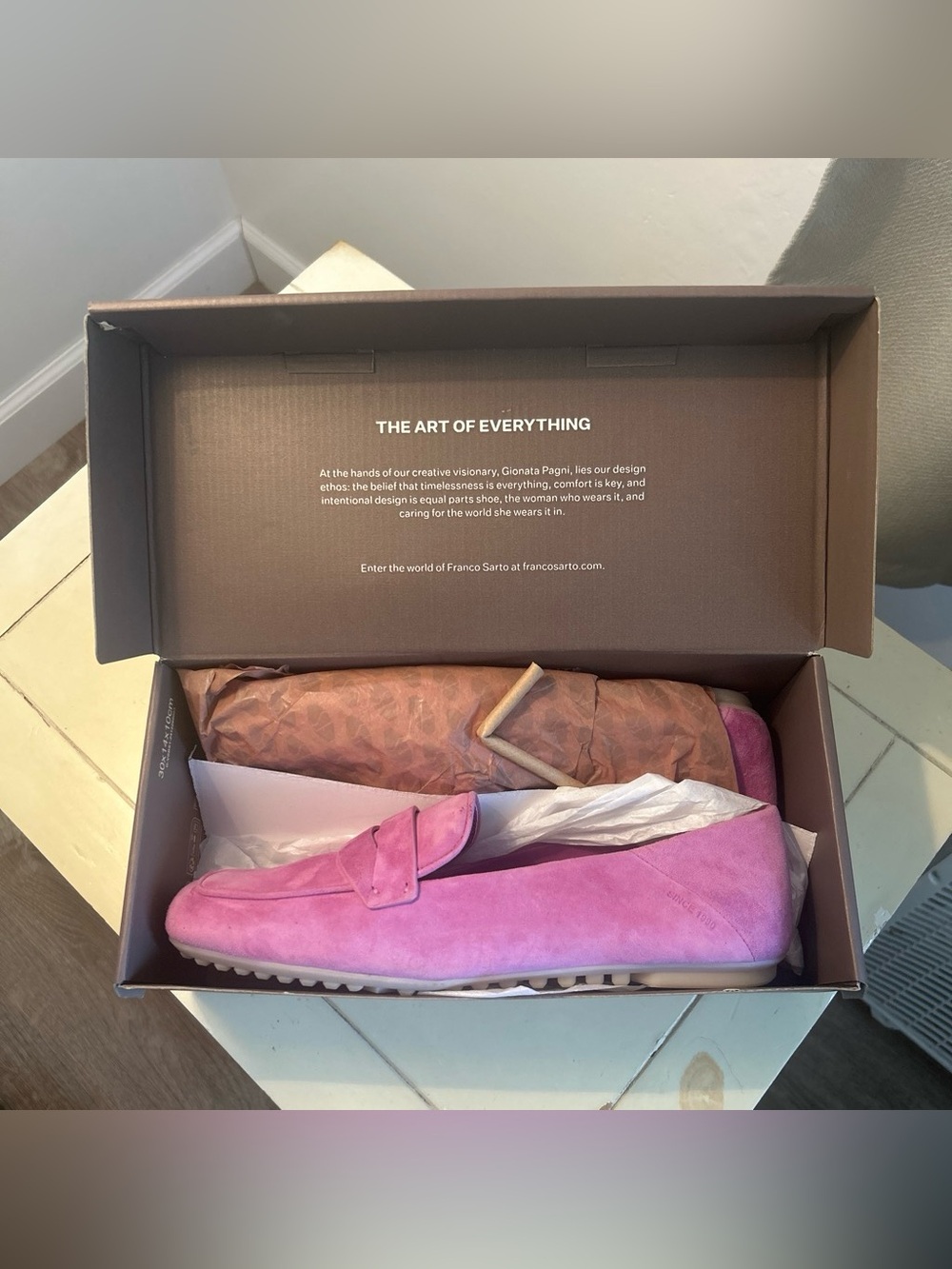 Franco Sarto Pink Suede Penny Loafers — Vibrant Pink Driving Shoes